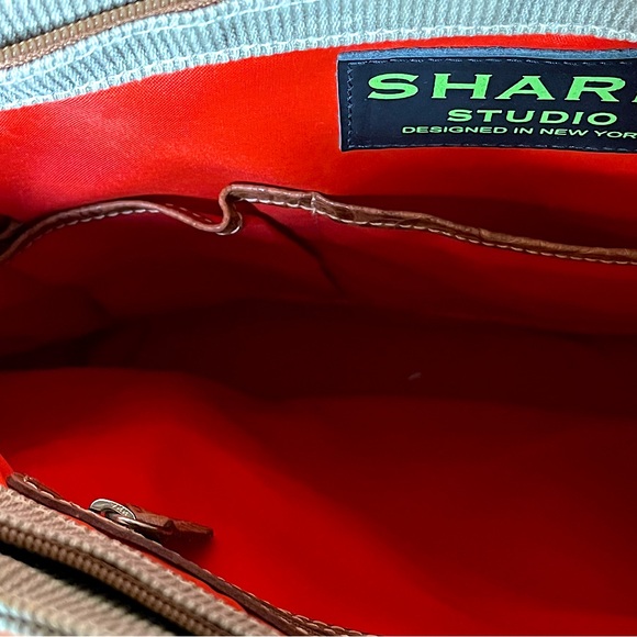 SHARIF Studio Tote Bag & Crossbody Bag Set Textured Canvas Embossed Leather NWOT - Picture 14 of 15